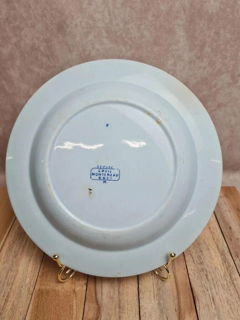 Antique hollow plate Creil and Montereau Japan / Monet blue