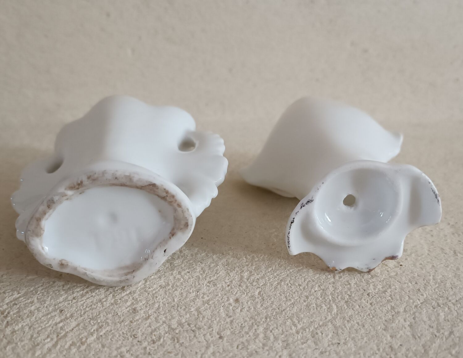 2 small bridal vases