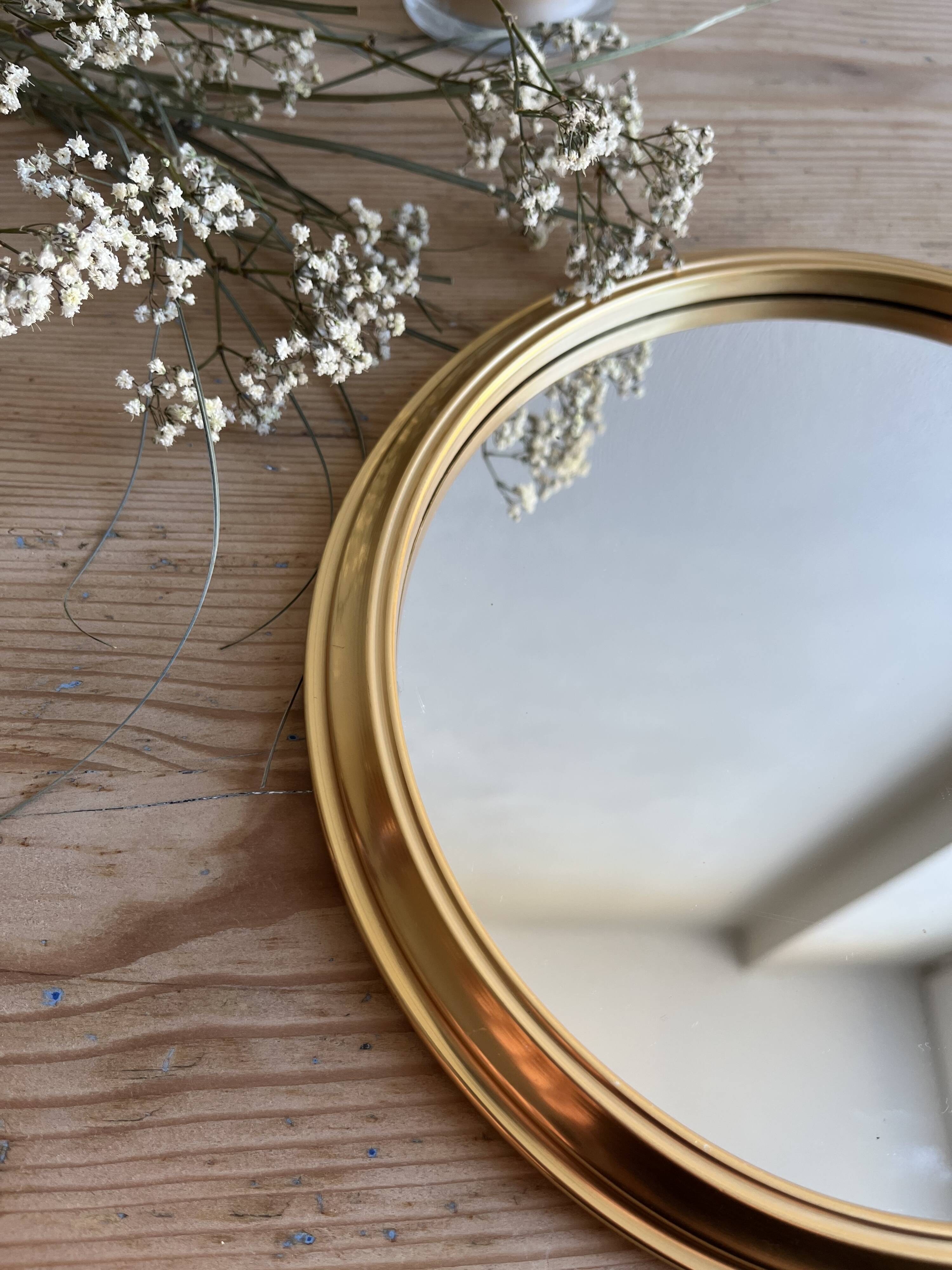 Miroir rond doré vintage