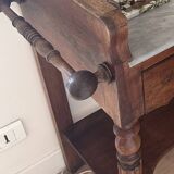 Meuble table de toilette ancien en acajou et marbre