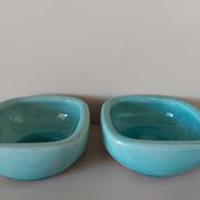 Turquoise cracked ceramic empty pocket signed Keramos, Sèvres circa 1950