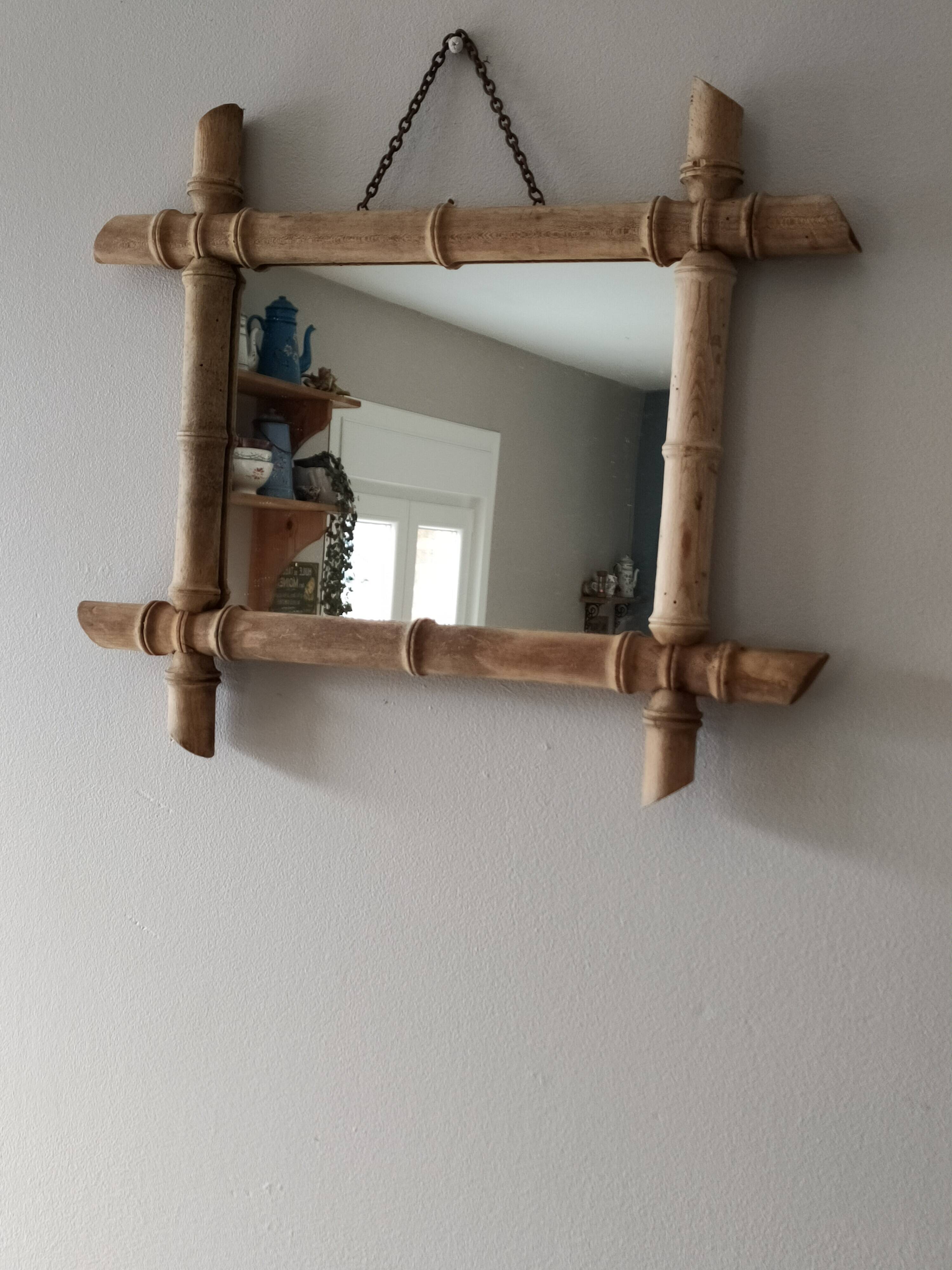 Antique mirror with faux bamboo