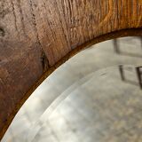 Oval beveled wooden mirror, 93x54 cm
