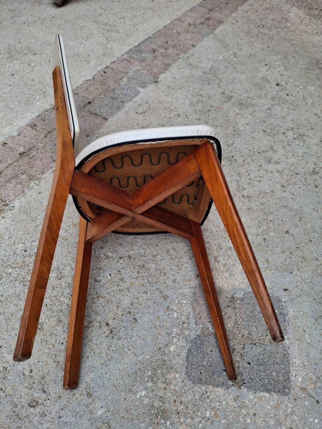 Lot 6 chaises Mid-Century scandinaves années 50-60 pieds compas vintage