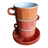 3 tasses de bistrot et 2 soucoupes