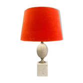 1960s Staturio marble table lamp with vermillion velvet shade