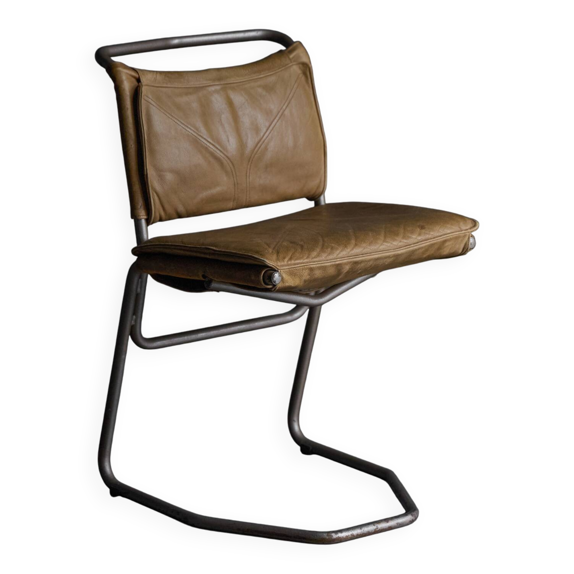 Leather & Steel Dining Chair by Raymond Rombouts, Belgium, 20th century