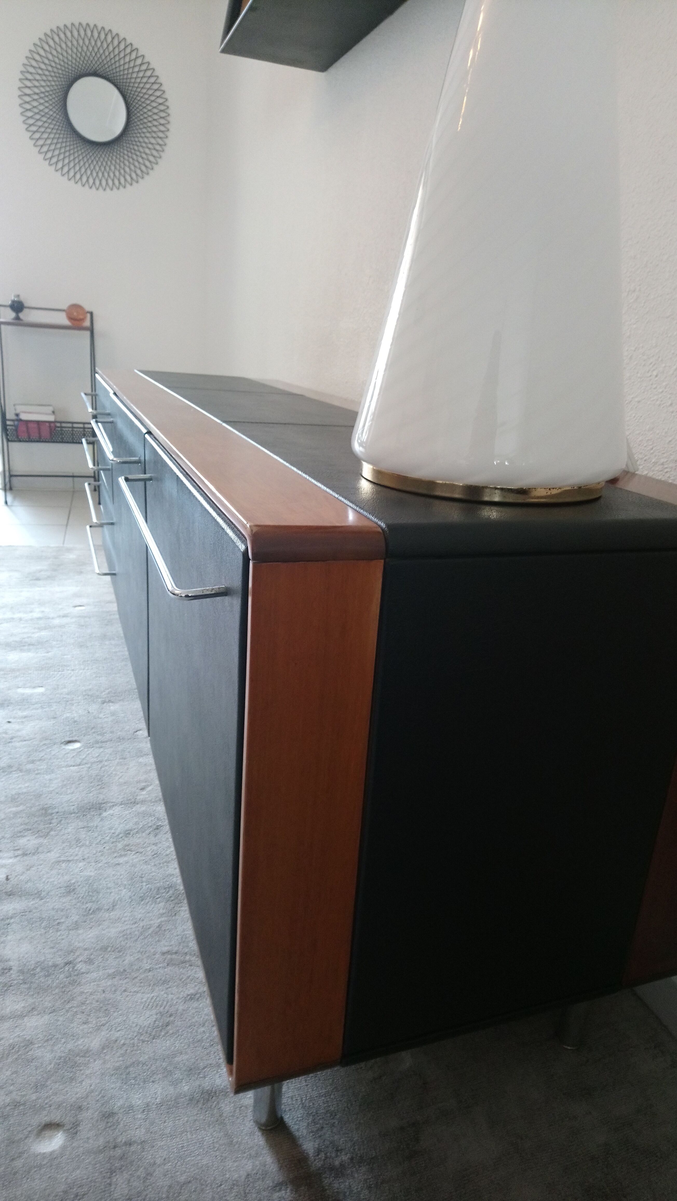 Rare row of wood and leatherette of the 60s 70s