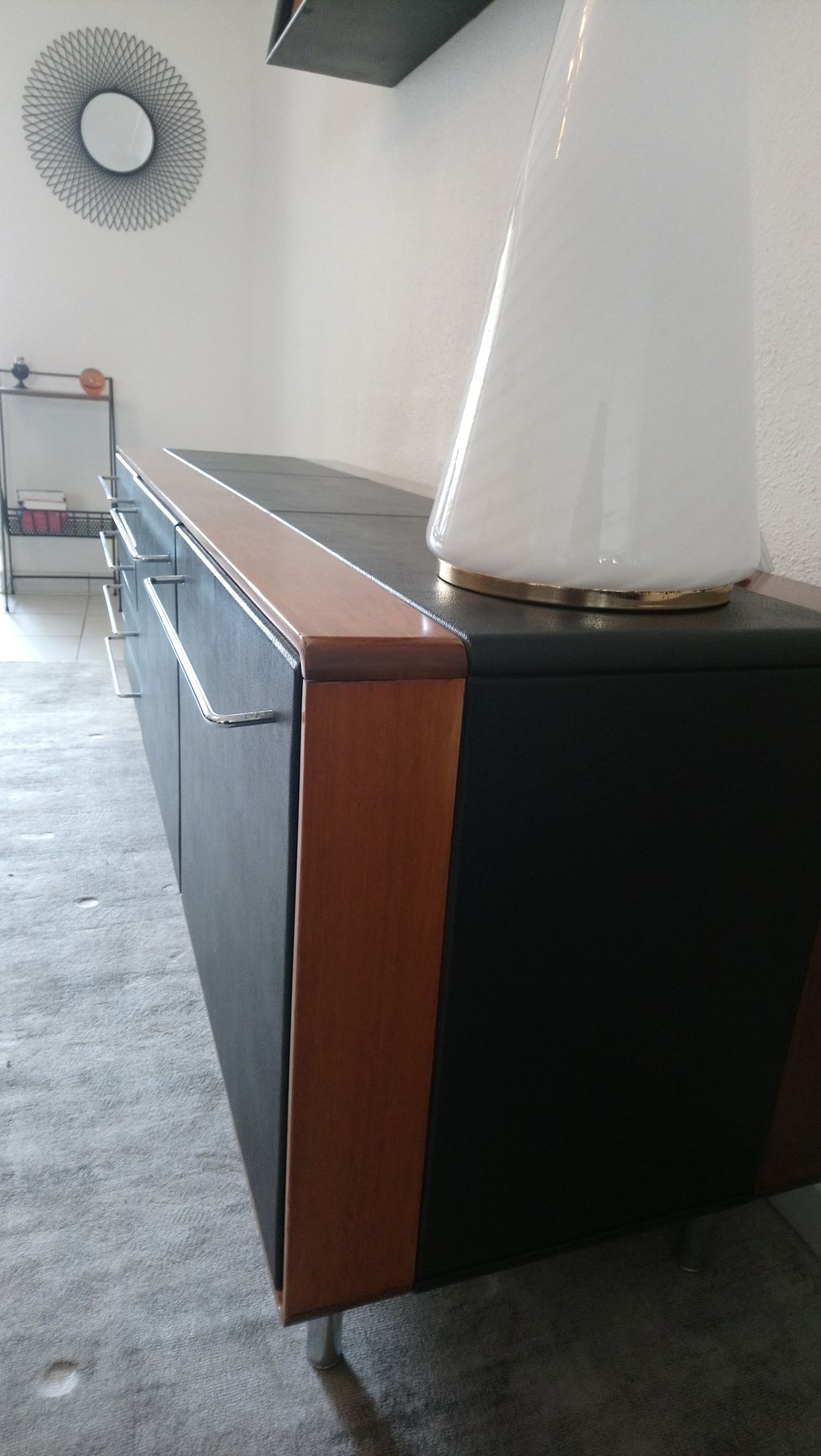 Rare row of wood and leatherette of the 60s 70s