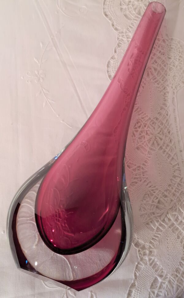 Vase soliflore en verre de Murano par Flavio Poli