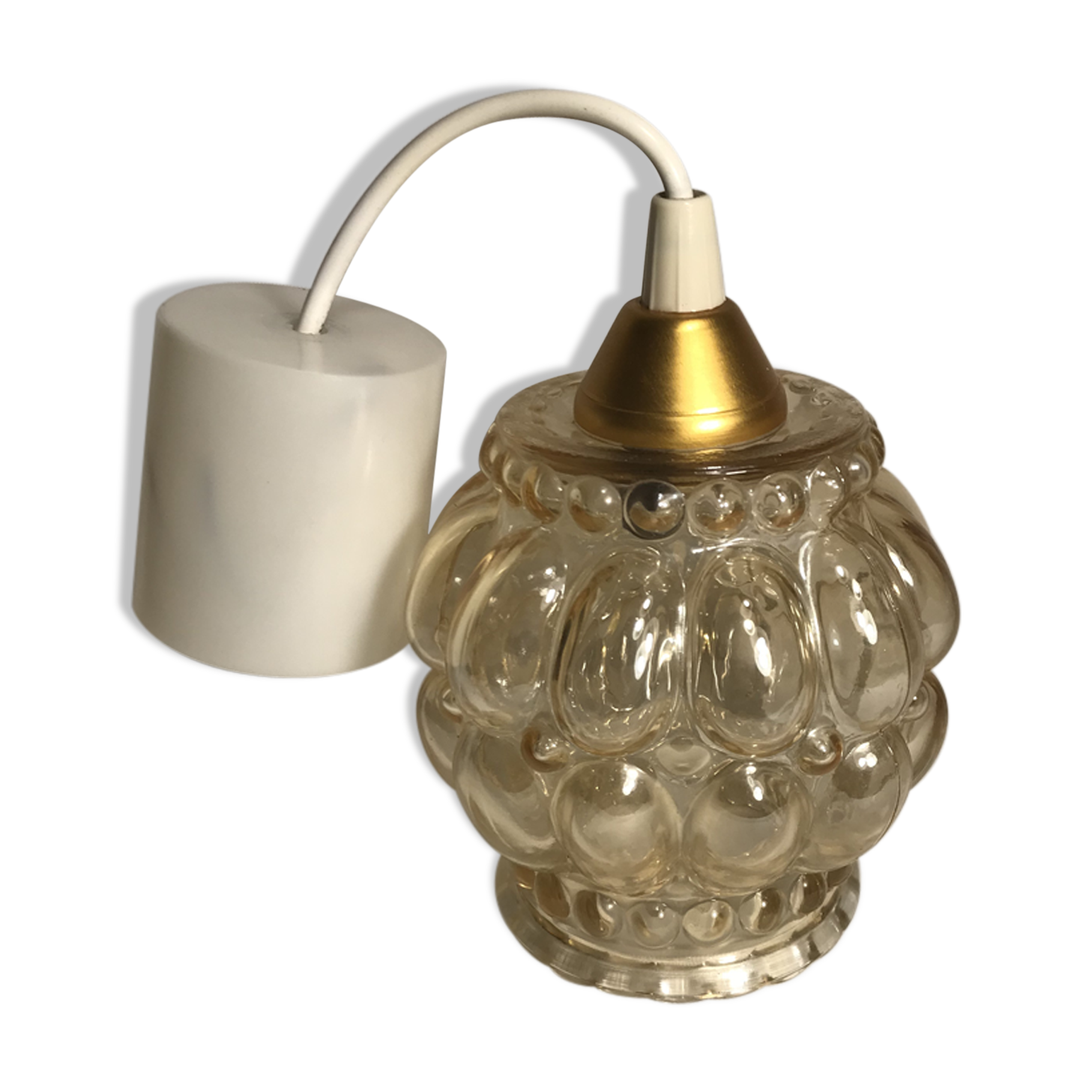 Suspension chandelier ceiling light glass golden years 70 vintage