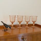 Pop-up Christmas 2022 - Series of 4 wine glasses in vintage pink glass