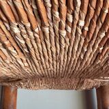 Pair of vintage armchairs in solid wood and straw – Georges Robert