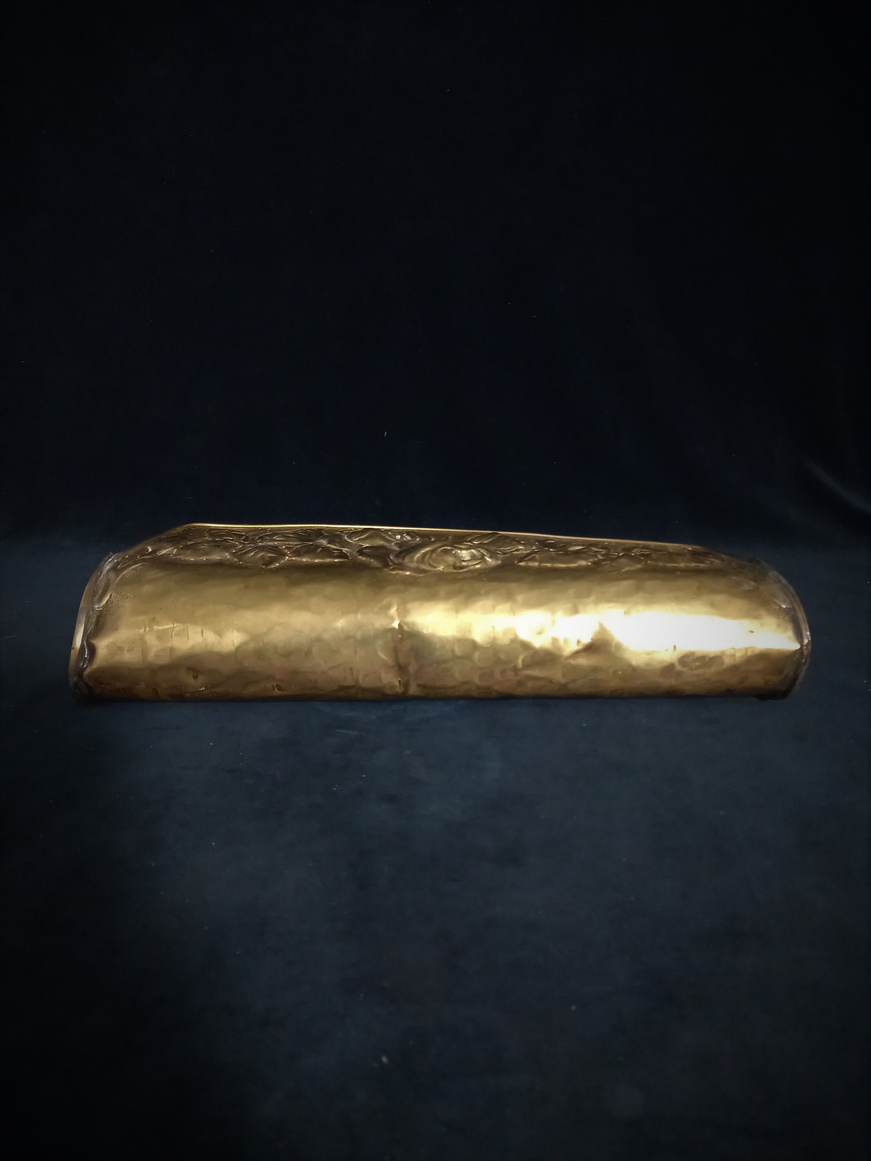 Art nouveau brass wall magazine rack with rose decoration