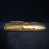 Art nouveau brass wall magazine rack with rose decoration