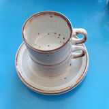 2 enameled stoneware espresso cups and saucers - France, 70s/80s