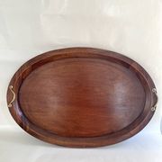 XXL wooden and brass platter, 72 cm