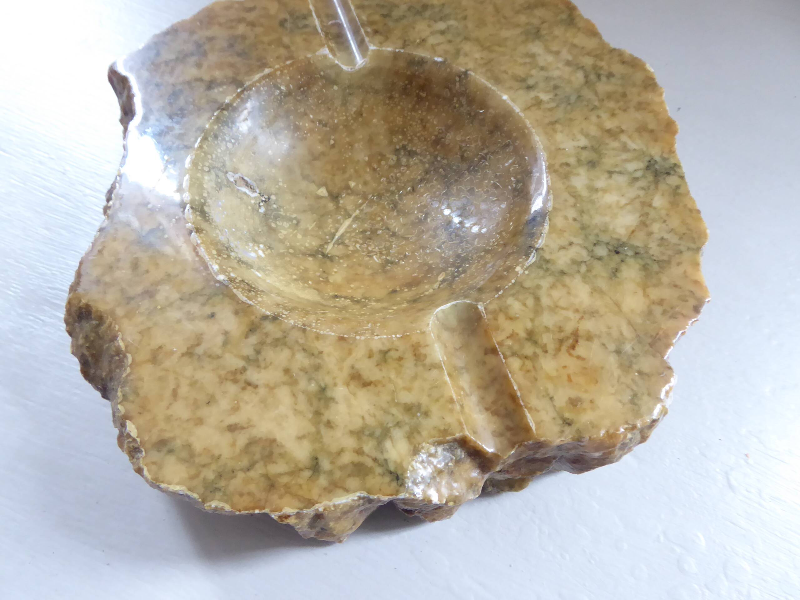 Imposing vintage alabaster ashtray