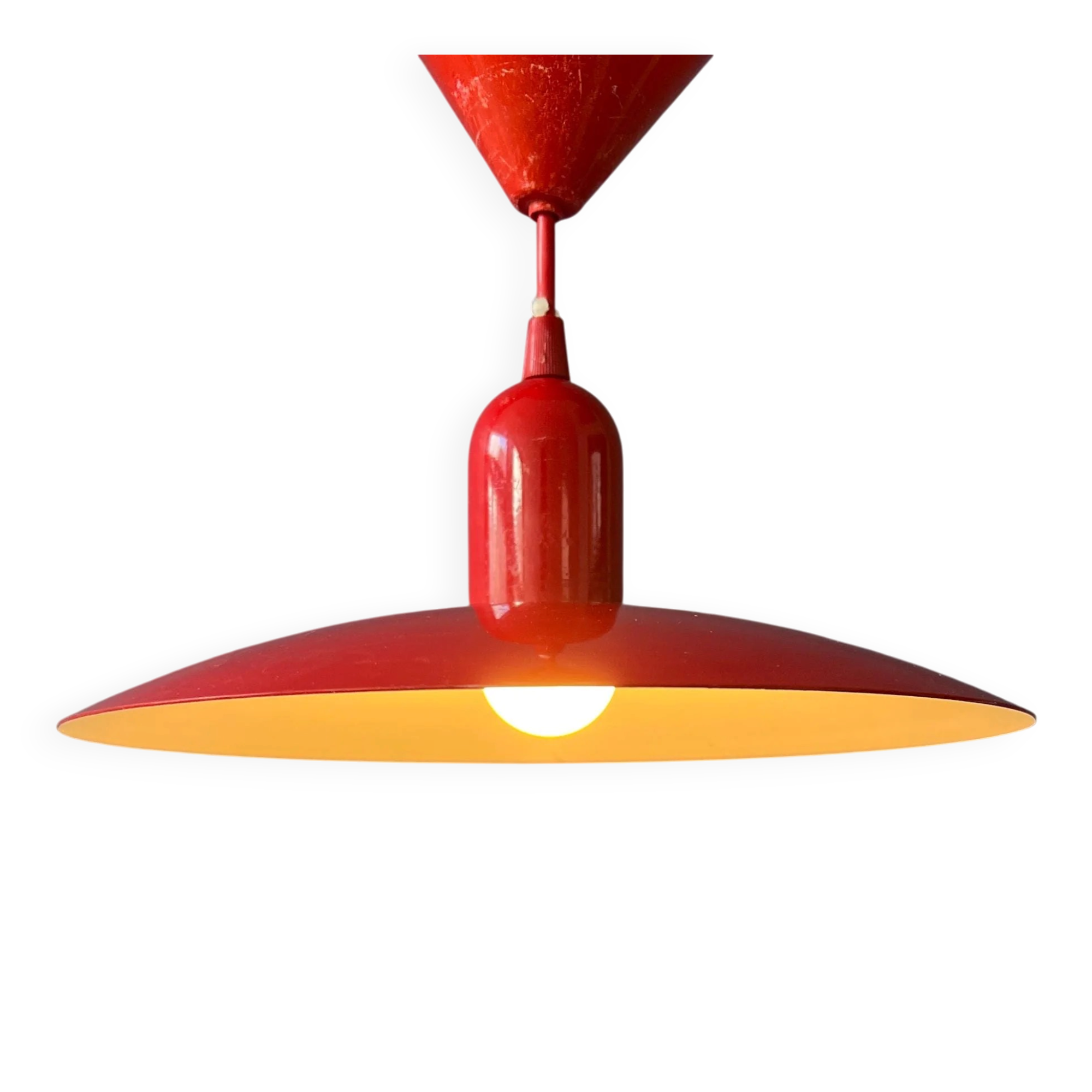 Small vintage Space Age suspension in red metal.