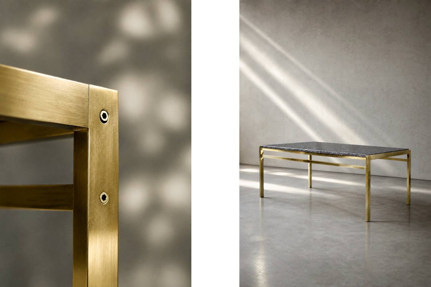 Vintage Mid-Century Italian Modern Brass Coffee Table with Stone Top, 1970s
