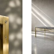 Vintage Mid-Century Italian Modern Brass Coffee Table with Stone Top, 1970s