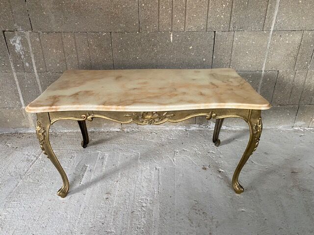 Onyx coffee table base vintage brass 1950