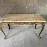 Onyx coffee table base vintage brass 1950