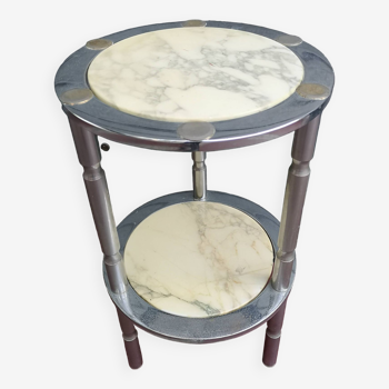 Table d'appoint ronde chromé 2 Plateaux en marbre