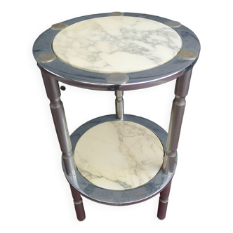 Round chrome side table 2 marble tops