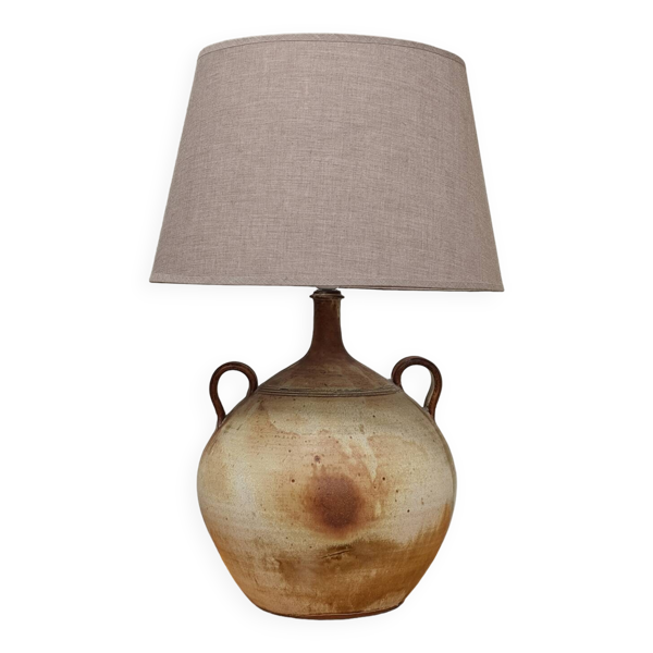 Lampe en grès céramique moderniste a deux anses année 50