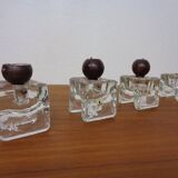 Finnish Ice Glass Candlesticks by Timo Sarpaneva for Juhava, 1970s, Set of 4