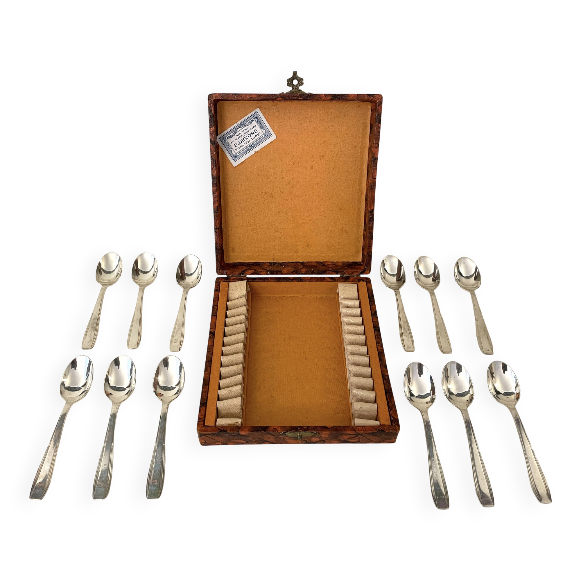 12 small antique silver-plated metal spoons by Christofle - Art Deco