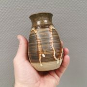 Small ceramic vase with "runny" glaze. Denmark 1980s.