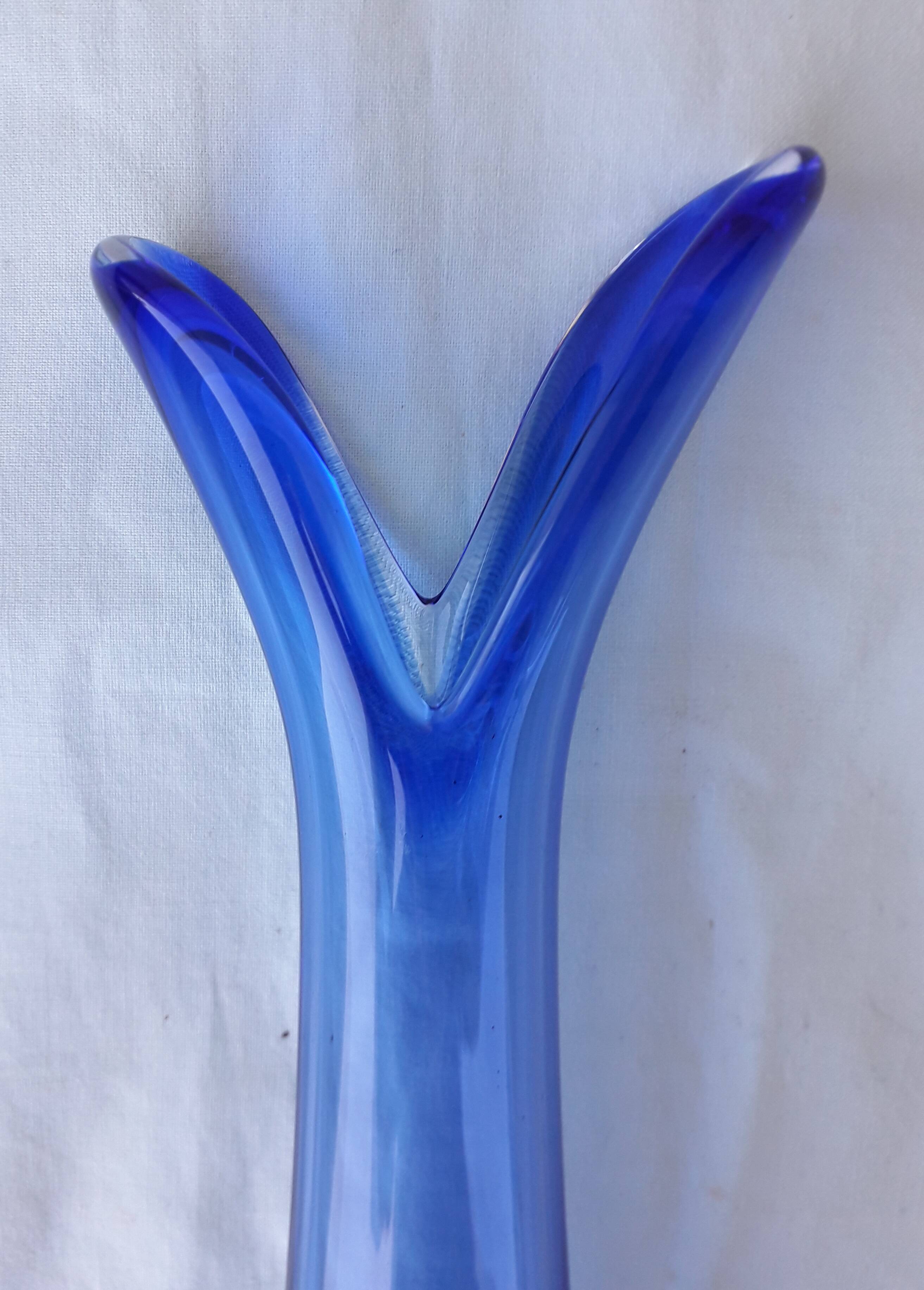 blue glass vase
