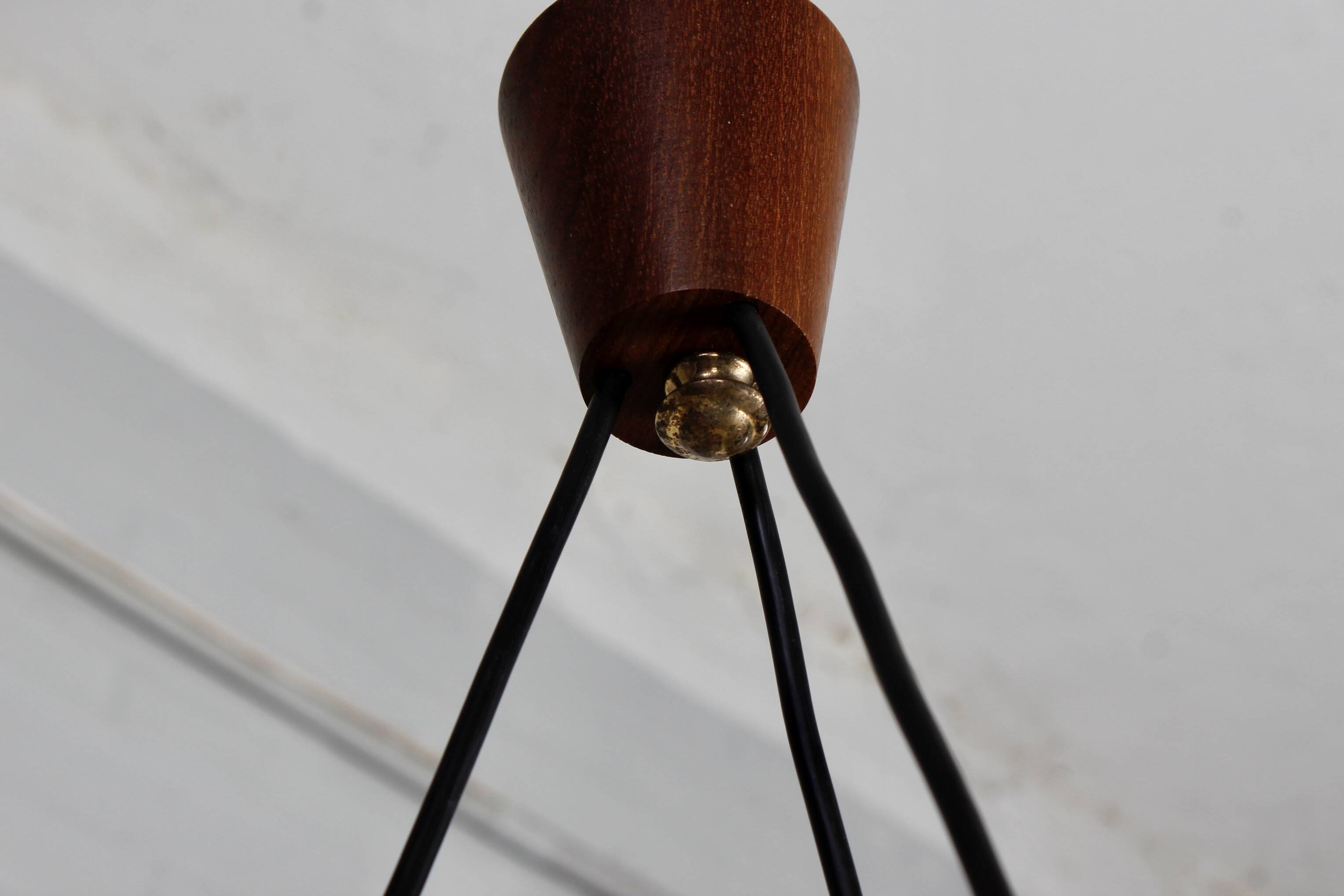 Three-flame Danish ceiling lamp teak vintage