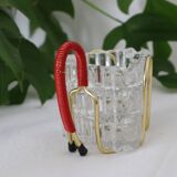 Trio of crystal ashtrays on its support, 1950, translucent, vintage