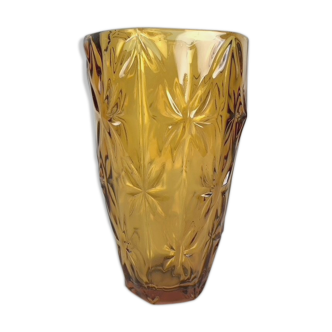 Vase en verre ambré vintage, années 1970