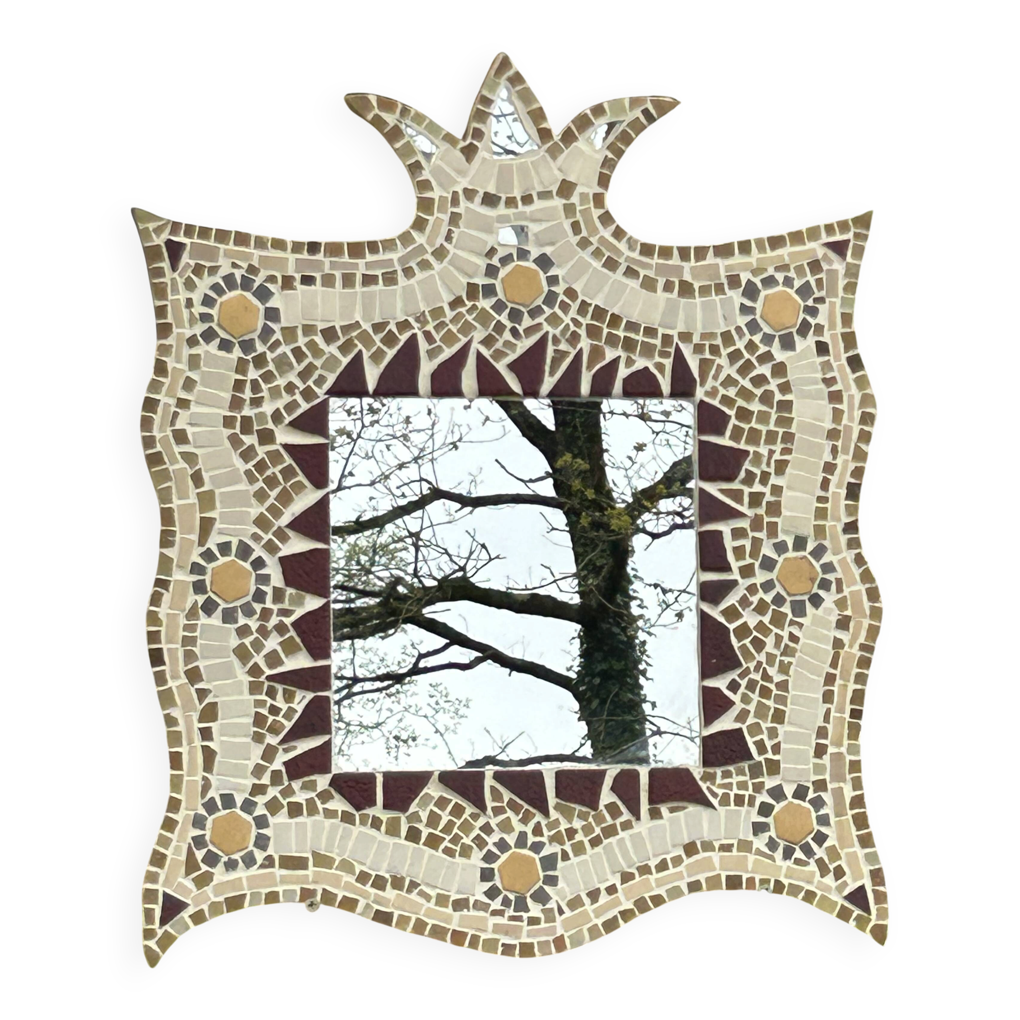 Handcrafted mirror, glass mosaic, natural stone......