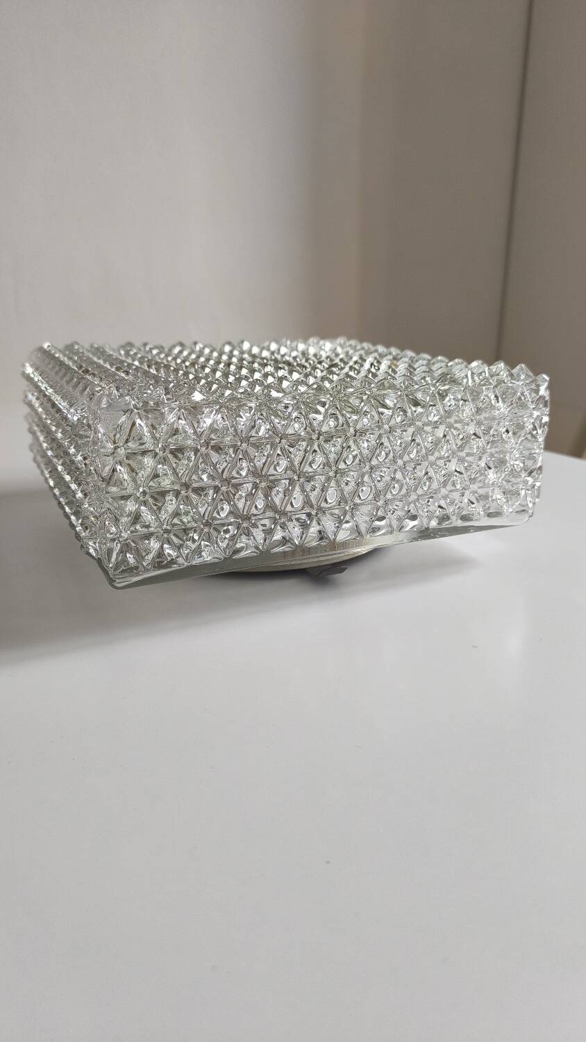 Plafonnier en verre ciselé des années 60