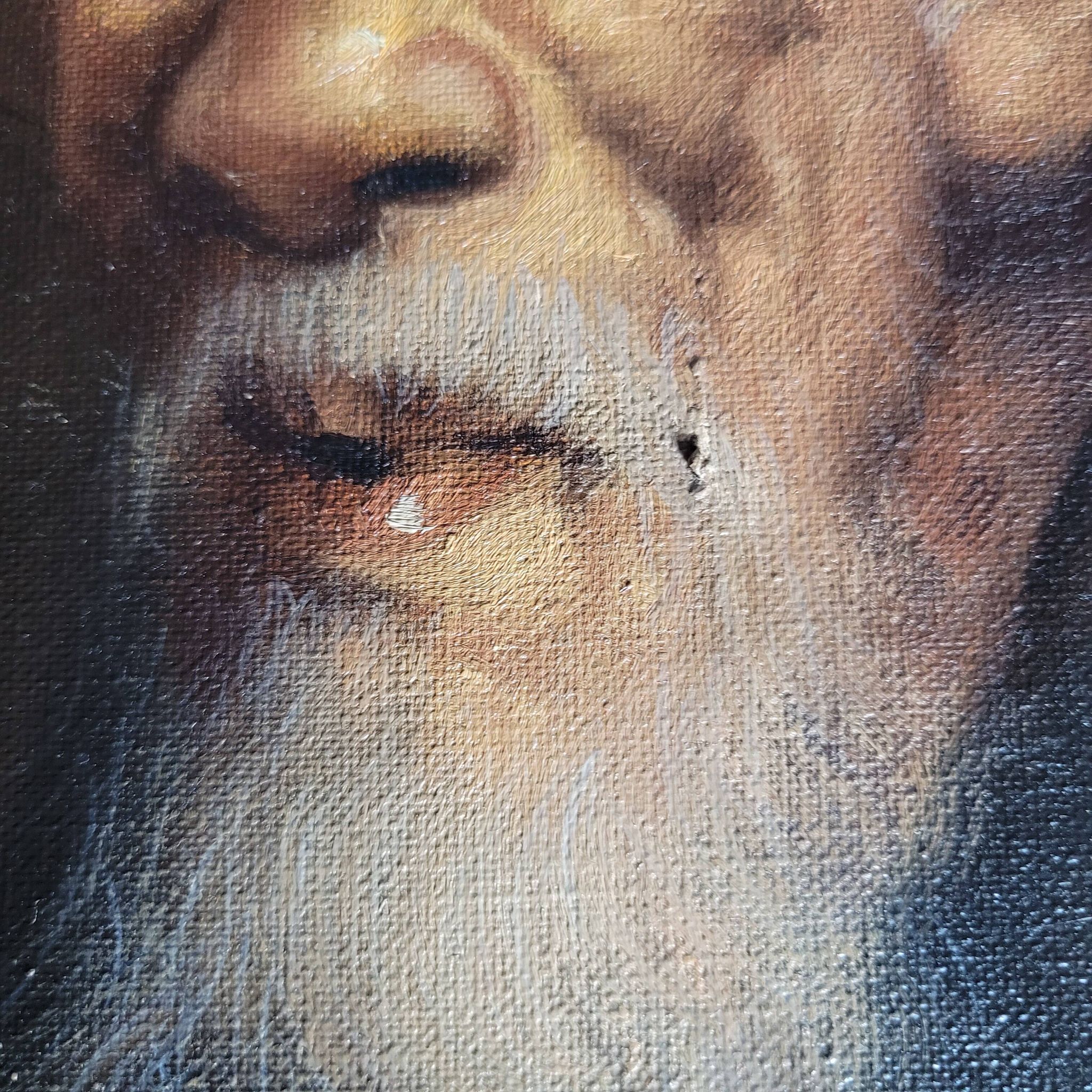Asian Portrait Painting Oil On Canvas (Vietnam or China)