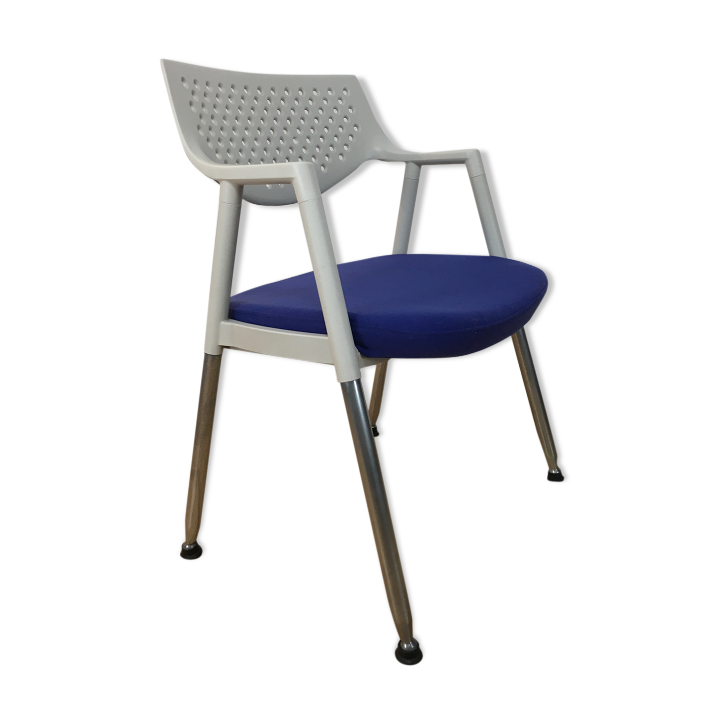 White and blue Vitra chair
