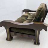 Luciano Frigerio Mid-Century Modern Italian Wood and Suede Sofa "Ussaro",70