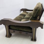Canapé italien en bois et daim "Ussaro" de Luciano Frigerio, 1970