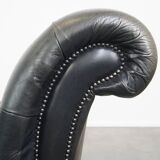 Lit de repos Chesterfield en cuir de vache noir