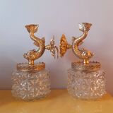 Pair of dolphin brass sconces