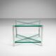 Two-tier glass side table with aluminium frame
