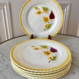 Set of 6 dessert plates Digoin Sarreguemines model "Alouette" years 30-40