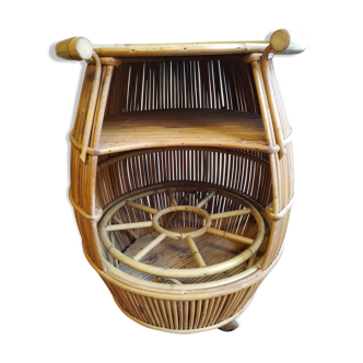 Vintage rattan barrel bar