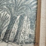 Old painting drawing in ink signed , Les Palmiers