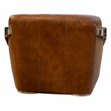 Set of 3 Stacyville items, leather and stainless steel, 2 armchairs and a sofa.